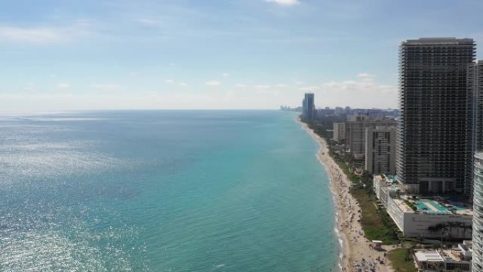 迈阿密海滩上建筑物的空中4k镜头