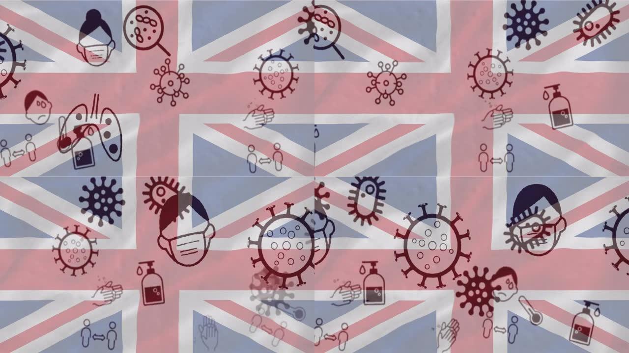 冠状病毒概念图标反对英国国旗