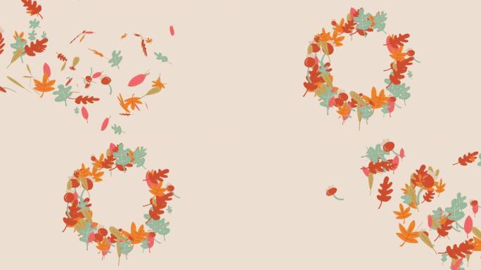 秋天的颜色叶子圆框有风动画