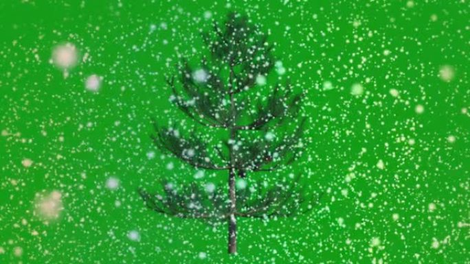降雪和圣诞树绿色屏幕运动图形