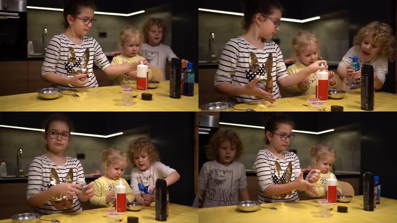 小女孩制作自制粘液玩具-4k视频第06部分