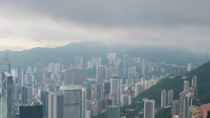 中国香港维多利亚港上空的摩天大楼，香港城市景观