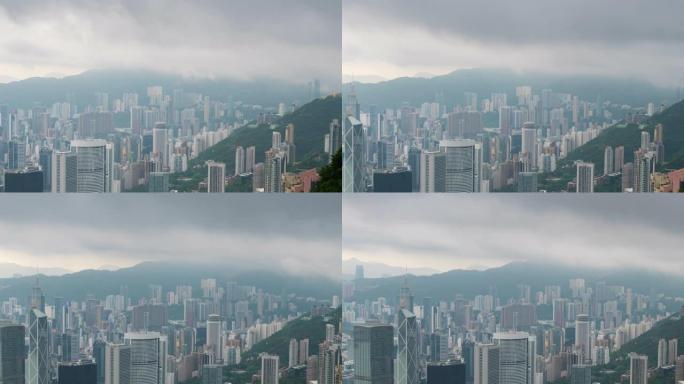 中国香港维多利亚港上空的摩天大楼，香港城市景观