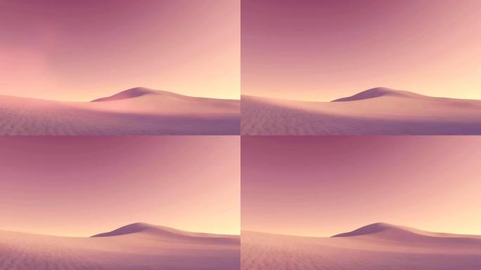 奇怪的紫色天空下的沙漠沙丘幻想3D动画