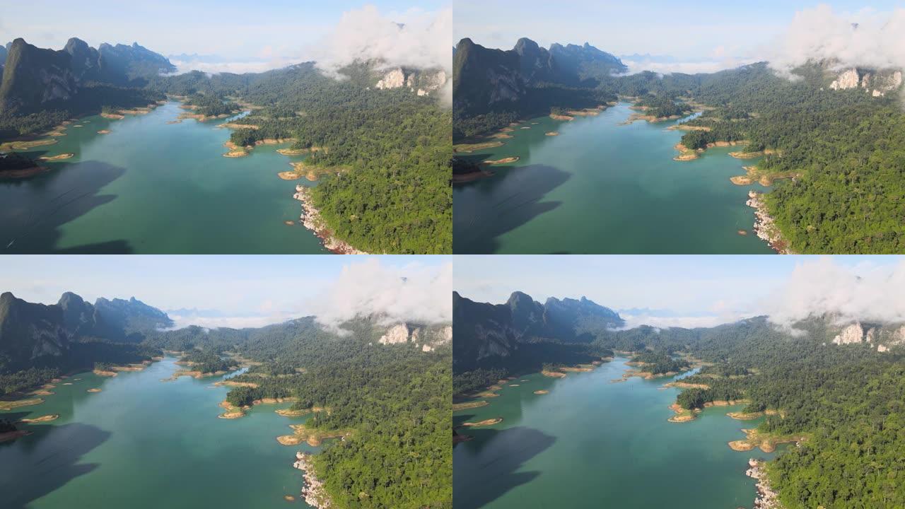 泰国Ratchaprapha大坝的鸟瞰图