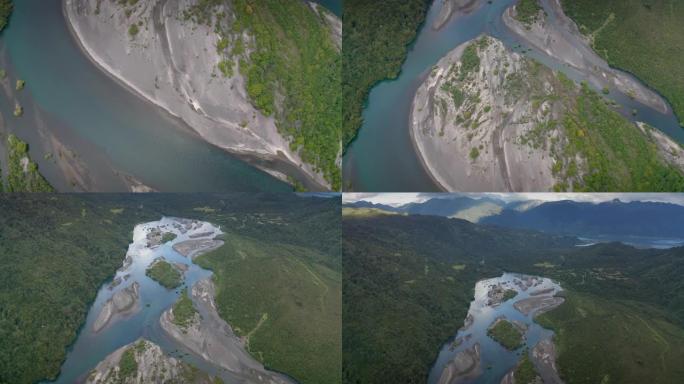 南美洲智利瓦拉斯奥索诺港的空中彼得罗休河