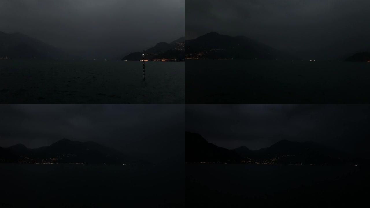 晚上在科莫湖，从贝拉焦出发，渡船横渡湖面