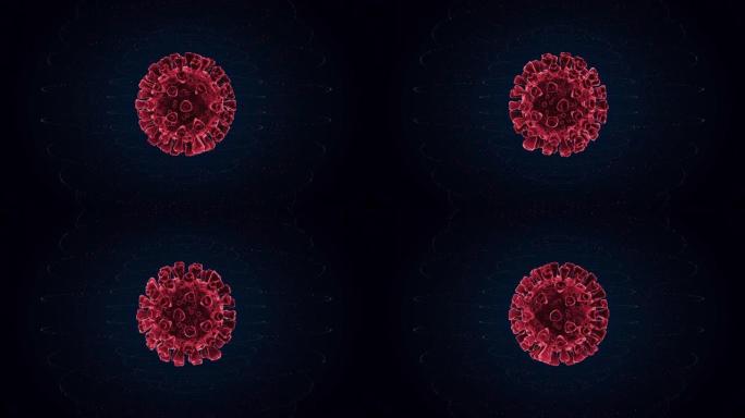3D旋转Covid细菌动画运动图形