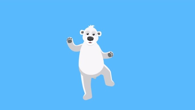卡通北极熊平角色音乐舞蹈动画。包括亮度哑光