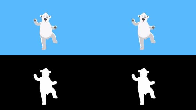卡通北极熊平角色音乐舞蹈动画。包括亮度哑光