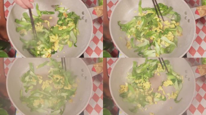 平底锅炒青菜鸡蛋油菜健康蔬菜 (2)