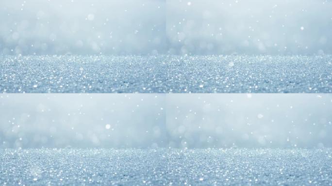 具有闪光效果的雪银色粒子冰晶小雪