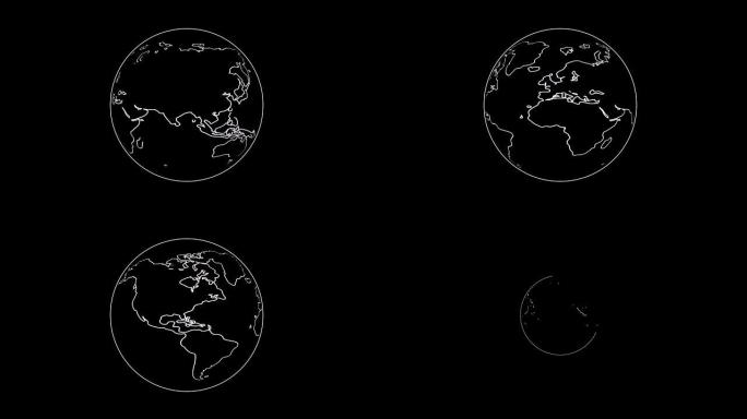 旋转地球。地球动画。带有可选亮度哑光的动画。包括阿尔法亮度哑光。4k视频