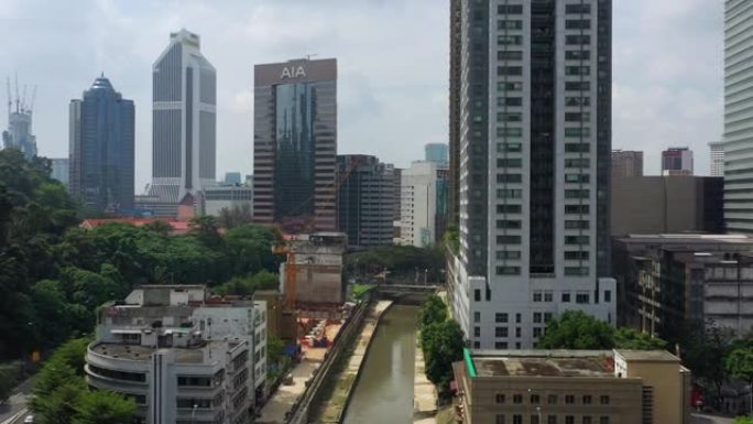 吉隆坡市中心市中心建筑墙晴天空中全景4k马来西亚