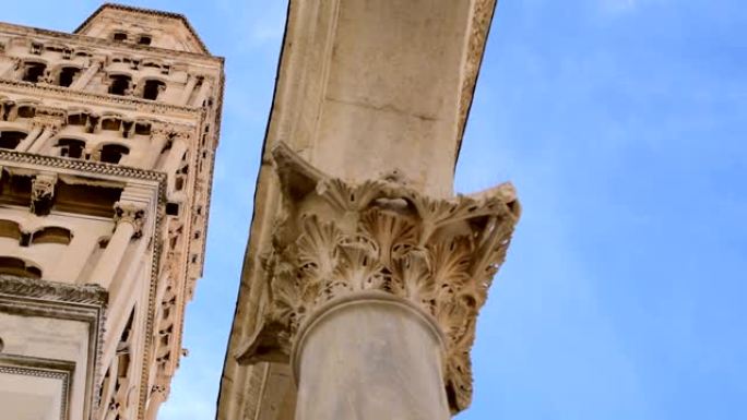 克罗地亚斯普利特有钟楼的圣多姆纽斯主教座堂