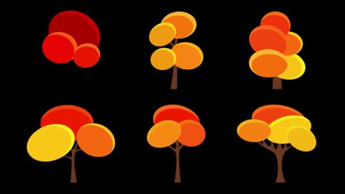 一套动画不同的秋天植物和树木动画。