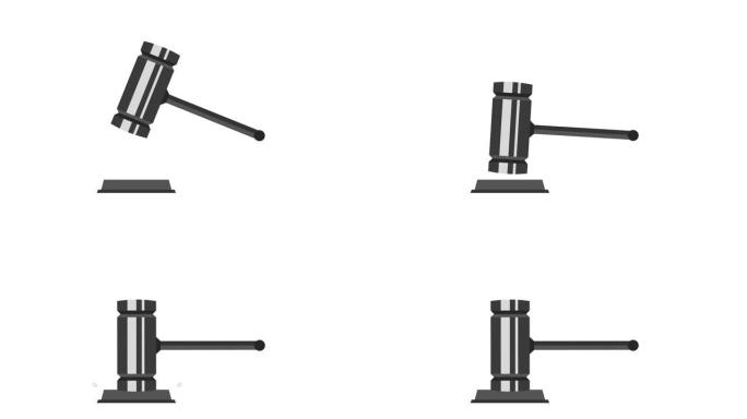 木槌法官。循环动画。4k分辨率。
