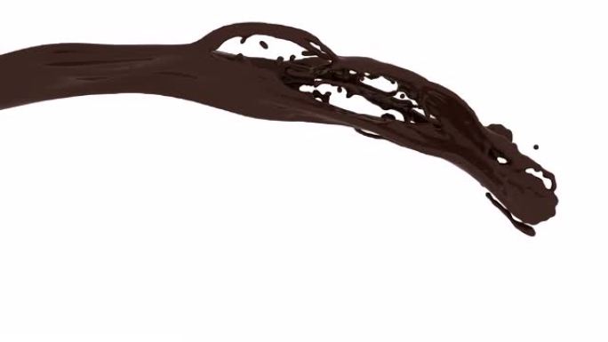 深色背景上的巧克力。飞溅背景。巧克力漩涡。逼真的巧克力飞溅。油漆飞溅。褐斑。3d动画。饮料元素。4k