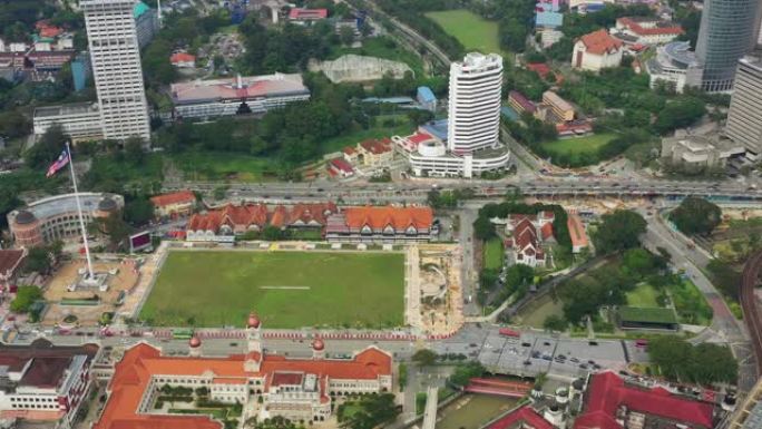 吉隆坡白天飞行著名宫殿独立广场交通道路空中全景4k马来西亚
