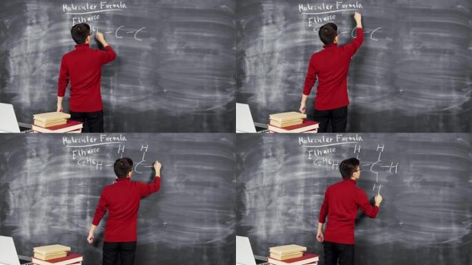 黑板上的化学家书写公式
