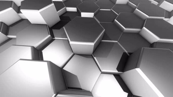 金属六角形蜂巢的3D动画。