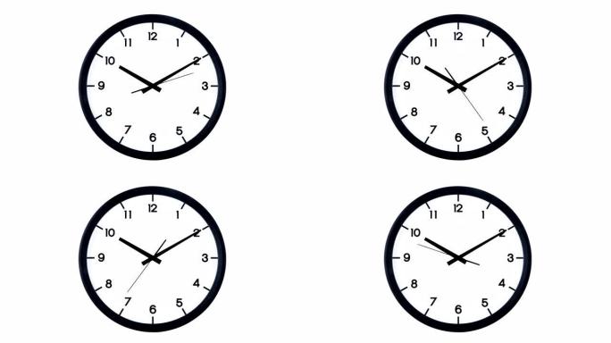 经典模拟时钟移动隔离在白色背景。时间过了1分钟，从十点开始。