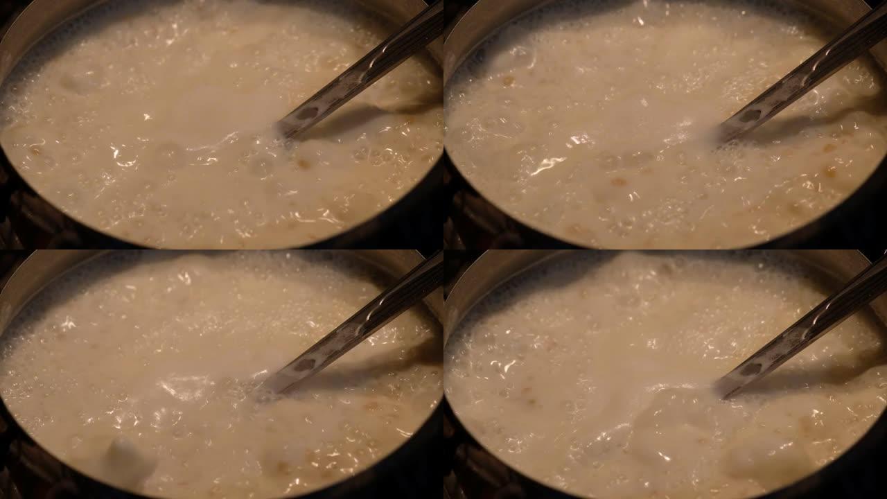 库克正在混合酸奶汤，120fps慢动作镜头，