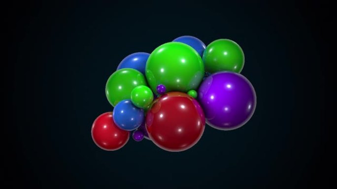 一堆五颜六色的混乱球体。计算机生成的大小球的抽象形式。3d渲染背景