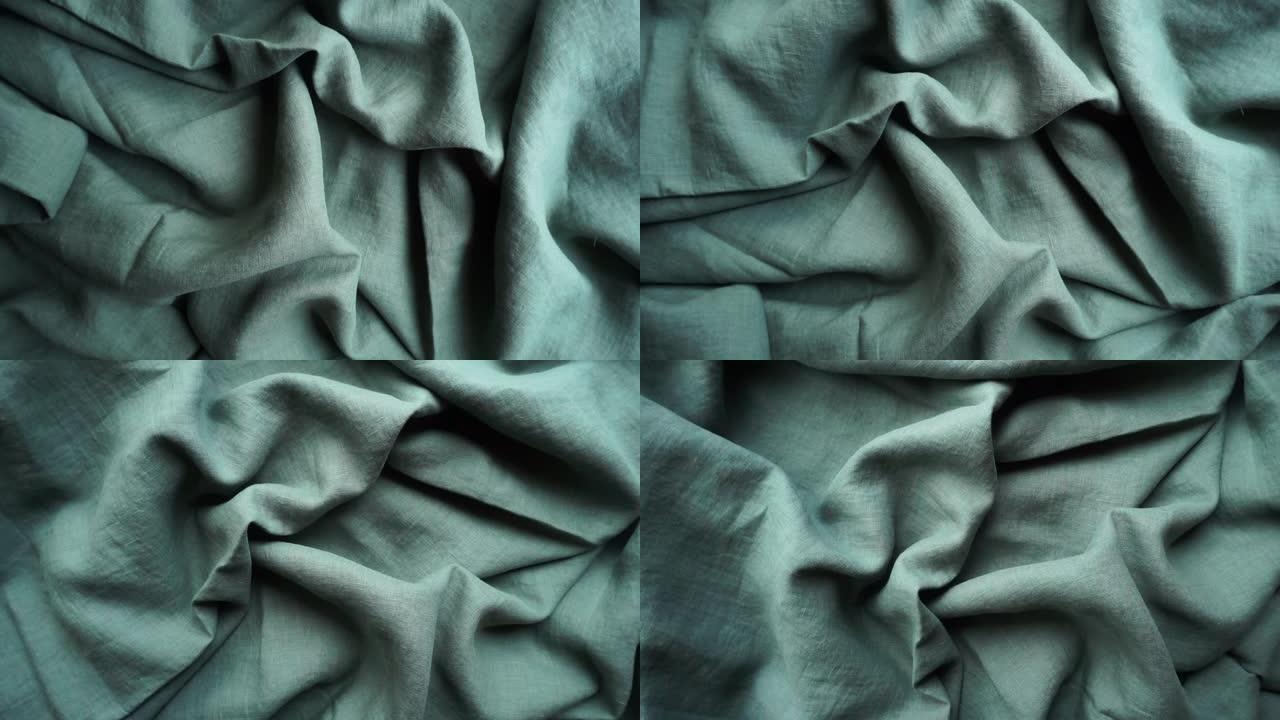 亚麻织物背景。织物质地和图案的亚麻纺织布。生产服装和天然环保材料。
