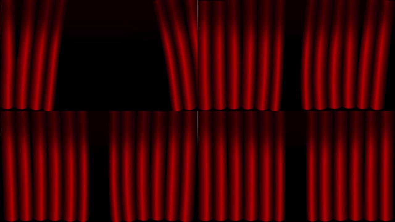 移动红色窗帘介绍动画。