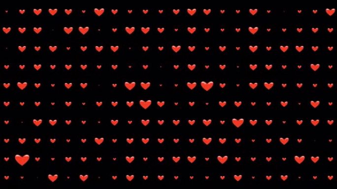 抽象心形纹理背景。阿尔法频道视频。动画红心爱情人节概念