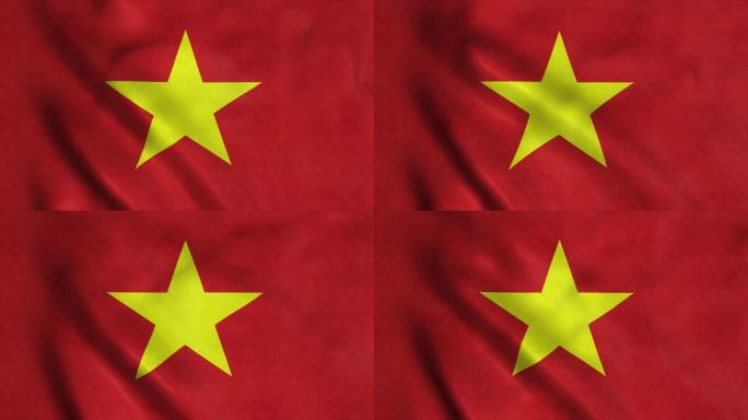越南国旗在风中飘扬。越南国旗，4K