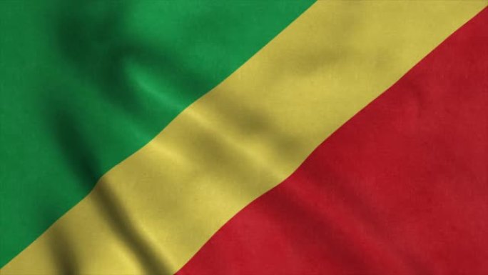 刚果共和国的国旗在风中飘扬。刚果共和国国旗