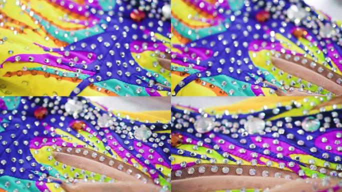 水钻和彩色织物的特写