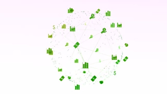 数字接口动画和绿色金融货币ic网络连接地球仪