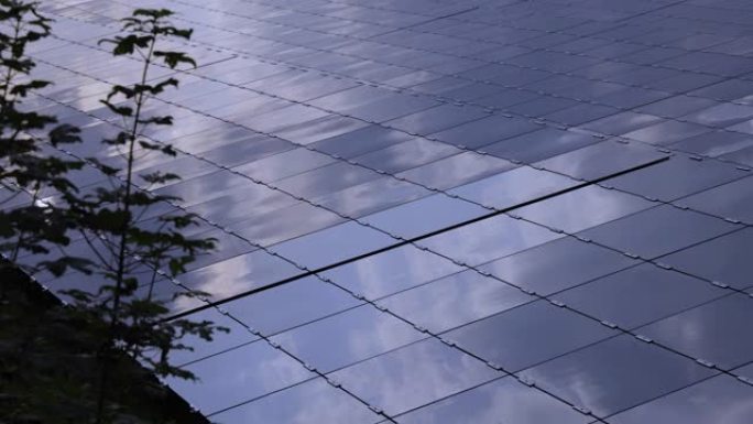 可再生能源: 现代太阳能电池板 (延时)