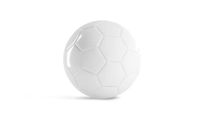 空白白色光泽足球模型，前视图，环形旋转