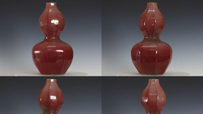 红釉多菱形葫芦瓶