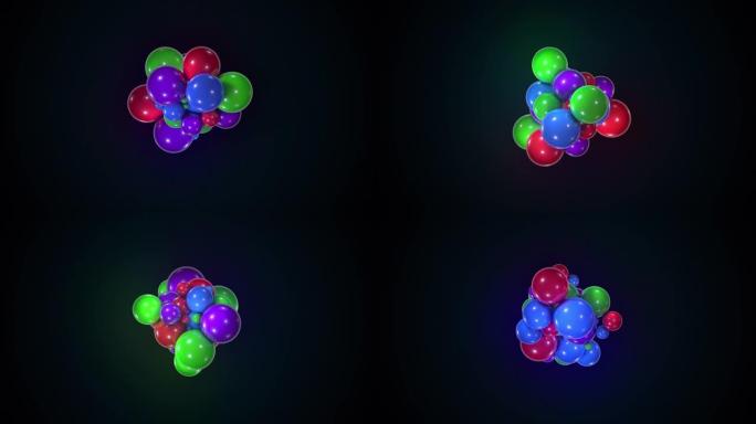 一堆五颜六色的混乱球体。计算机生成的大小球的抽象形式。3d渲染背景
