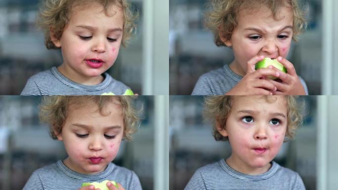 婴儿吃青苹果水果吃一口