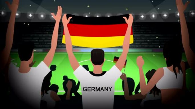 卡通欢呼足球迷拥挤德国足球动画