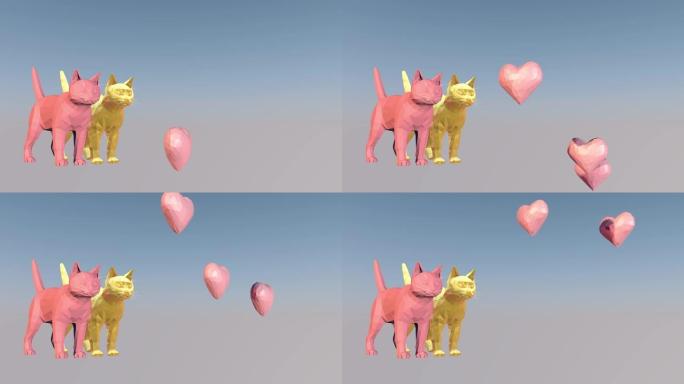 情人节贺卡。3D渲染
