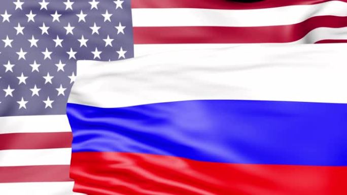 美国和俄罗斯联邦国旗。
