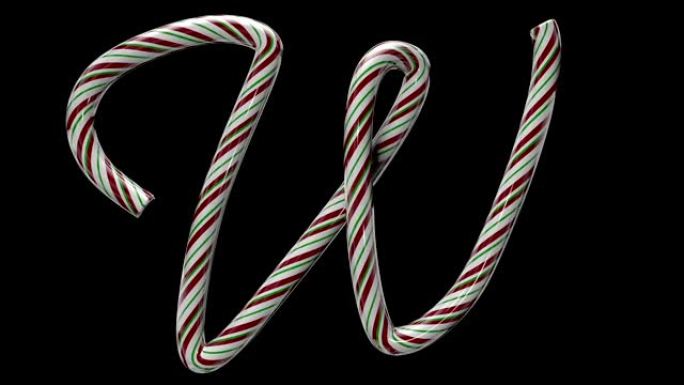动画圣诞糖果手杖字体W