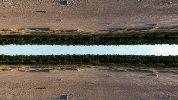 波罗的海镜面图案上的沙滩海浪低空飞行