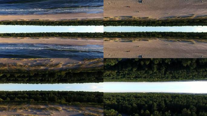 波罗的海镜面图案上的沙滩海浪低空飞行