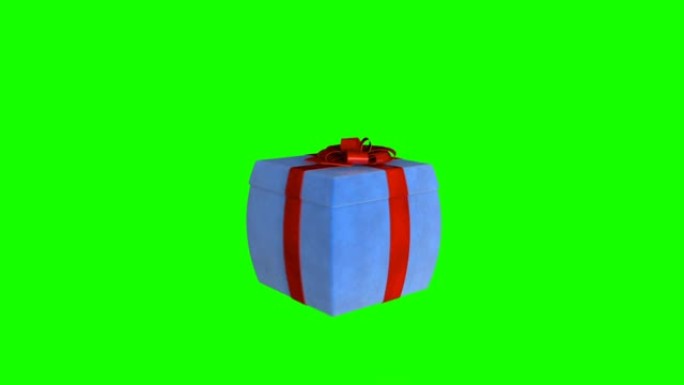 礼品盒打开盖子呈现笔记本电脑，绿屏Chromakey