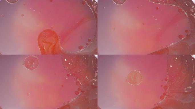 宏观粉色液体果冻气泡运动纹理背景