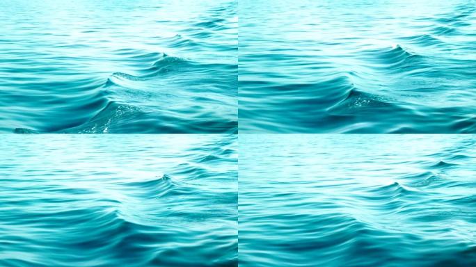 蓝色海浪的节奏波浪。