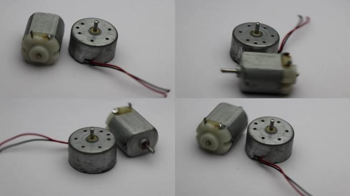 小型电子设备中使用的电刷型直流电机在白色背景上旋转视频